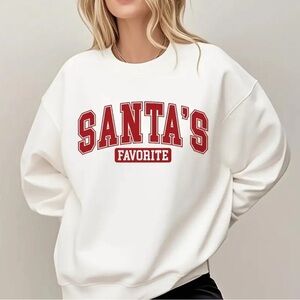 New Women's Santa's Favorite White Lightweight Sweatshirt- Medium